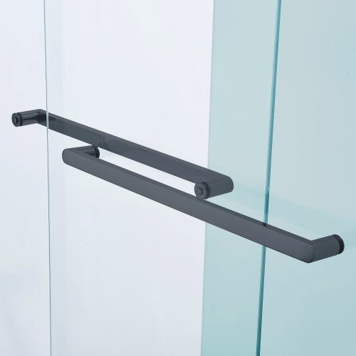 44-48"W x 75"H Double Sliding Shower Door, Aluminium Alloy Frame in Matte Black, 5/16" (8mm) Thick SGCC Tempered Clear Glass