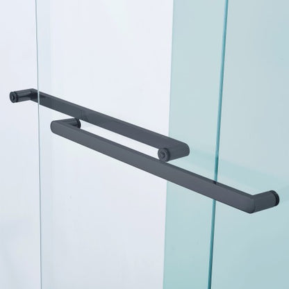 44-48"W x 75"H Double Sliding Shower Door, Aluminium Alloy Frame in Matte Black, 5/16" (8mm) Thick SGCC Tempered Clear Glass