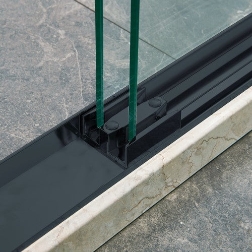44-48"W x 75"H Double Sliding Shower Door, Aluminium Alloy Frame in Matte Black, 5/16" (8mm) Thick SGCC Tempered Clear Glass
