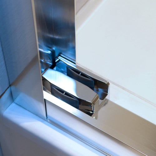 56-60"W x 60"H Double Sliding Tub Shower Door, Aluminium Alloy Frame in Chrome, 1/4" (6mm) Thick SGCC Tempered Clear Glass.