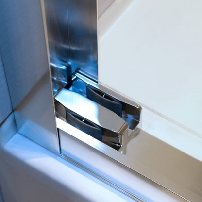 56-60"W x 60"H Double Sliding Tub Shower Door, Aluminium Alloy Frame in Chrome, 1/4" (6mm) Thick SGCC Tempered Clear Glass.