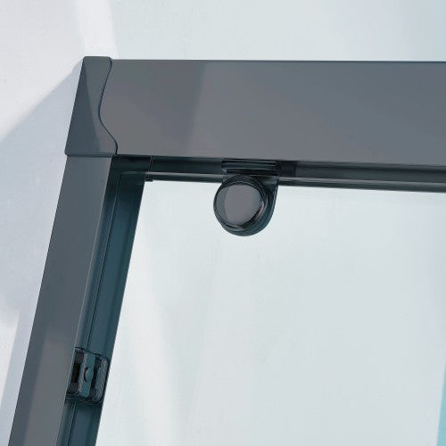 44-48"W x 75"H Double Sliding Shower Door, Aluminium Alloy Frame in Matte Black, 5/16" (8mm) Thick SGCC Tempered Clear Glass
