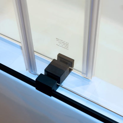 56-60"W x 60"H Frameless Double Sliding Tub Shower Door, 304 Stainless Steel in Matte Black, 5/16" (8mm) Thick SGCC Tempered Clear Glass.