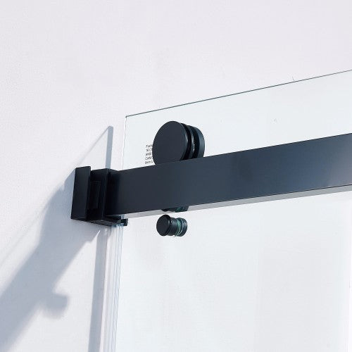 56-60"W x 60"H Frameless Double Sliding Tub Shower Door, 304 Stainless Steel in Matte Black, 5/16" (8mm) Thick SGCC Tempered Clear Glass.