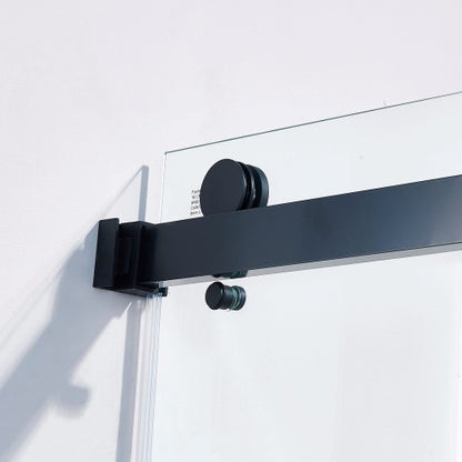 56-60"W x 60"H Frameless Double Sliding Tub Shower Door, 304 Stainless Steel in Matte Black, 5/16" (8mm) Thick SGCC Tempered Clear Glass.