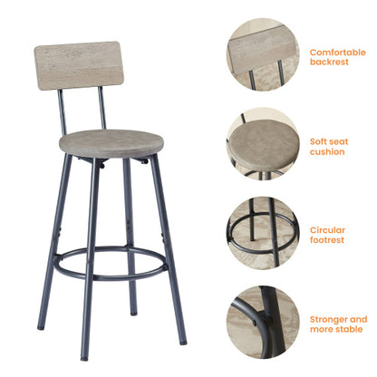 Long Bar Table Set with 3 PU Upholstered Bar Stools, Industrial Bar Table and Chairs for Kitchen Breakfast Table, Living Room, Banquet Hall, Rustic Gray and Black, 63¡åL x15.7inch W x 37.5inch H