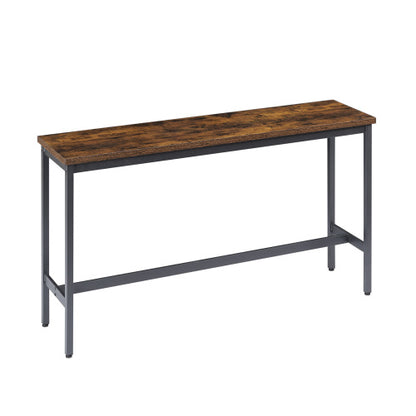 Long Bar Table Set with 3 PU Upholstered Bar Stools, Industrial Bar Table and Chairs for Kitchen Breakfast Table, Living Room, Banquet Hall, Rustic Brown and Black, 63¡åL x15.7inch W x 37.5inch H