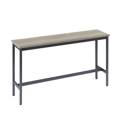 Long Bar Table Set with 3 PU Upholstered Bar Stools, Industrial Bar Table and Chairs for Kitchen Breakfast Table, Living Room, Banquet Hall, Rustic Gray and Black, 63¡åL x15.7inch W x 37.5inch H
