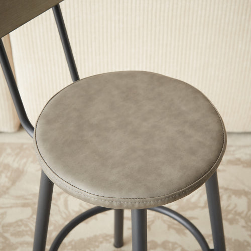 Long Bar Table Set with 3 PU Upholstered Bar Stools, Industrial Bar Table and Chairs for Kitchen Breakfast Table, Living Room, Banquet Hall, Rustic Gray and Black, 63¡åL x15.7inch W x 37.5inch H