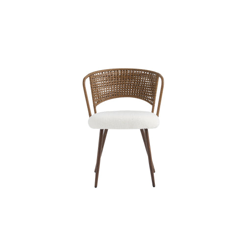 Wicker Dining Chairs Set of 4, Dark Brown, Rattan Back, Velvet Cushions