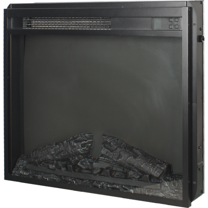 23 inch electric fireplace insert, ultra thin heater with log set & realistic flame, remote control with timer, overheating protection