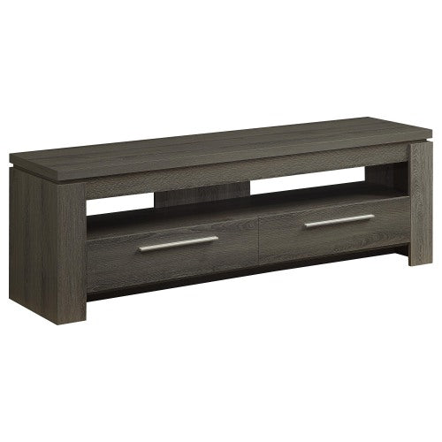Weathered Grey 59 Inch Transitional TV Console with 2 Drawers for 64 Inch TV