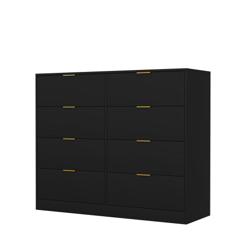 8 Drawers Dresser for Bedroom, Wood Bedroom Dresser Modern Drawer Chest, 8 Chest of Drawer, Tall Dresser for Closet, Dressers Organizer for Living Room, Closet, Hallway Black