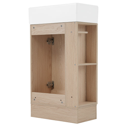 18.6" Bathroom Vanity with Sink, Bathroom Vanity Cabinet with Two-tier Shelf, Left or Right Orientation, Natural (Old Sku:WF308491AAN)