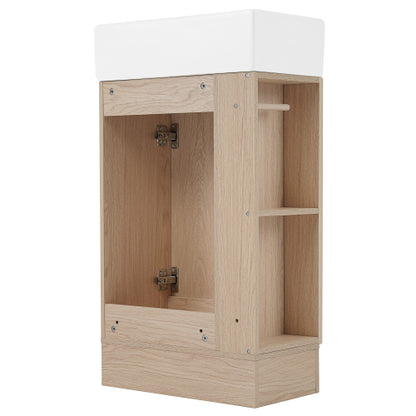 18.6" Bathroom Vanity with Sink, Bathroom Vanity Cabinet with Two-tier Shelf, Left or Right Orientation, Natural (Old Sku:WF308491AAN)