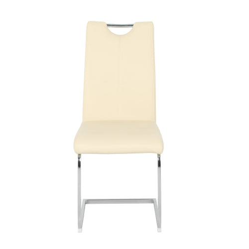 Set of 2 Light Yellow PU Dining Chairs with Metal Legs, Modern Upholstered Accent Chairs
