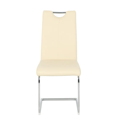 Set of 2 Light Yellow PU Dining Chairs with Metal Legs, Modern Upholstered Accent Chairs