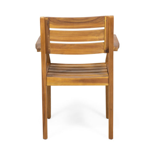 Dining Chairs Set of 2, Acacia Wood Patio Armchairs for Backyard, Poolside and Garden, Teak
