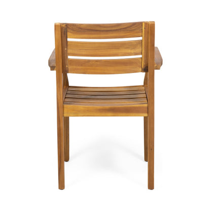 Dining Chairs Set of 2, Acacia Wood Patio Armchairs for Backyard, Poolside and Garden, Teak