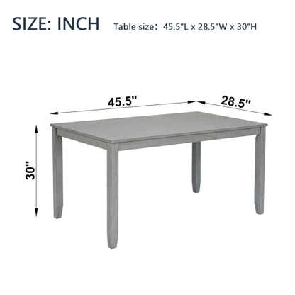 45.5 Inch Gray Rectangular Wooden Dining Table, Solid Wood Frame MDF Veneer 4-Person Kitchen Table
