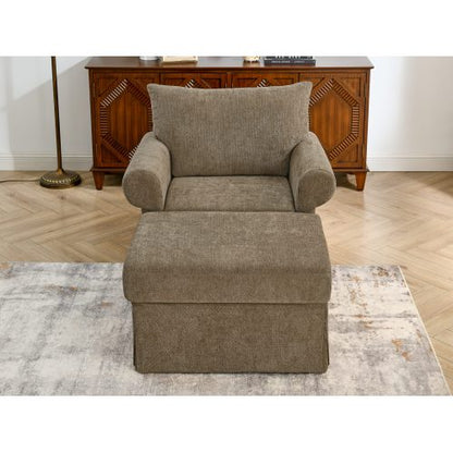 37.5 inch  Plush Chenille Accent Chair with Ottoman for Living-Room & Apartment