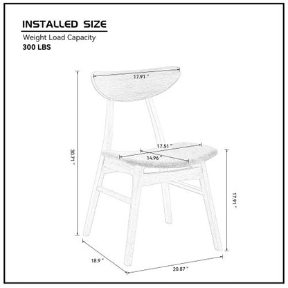Set of 2 Baby Upholstered Wooden Dining Side Chairs, Solid Rubber Wood Frame for Dining Room & Restaurant