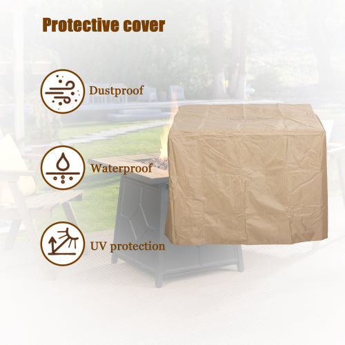 Fire Pit Table, 28-inch Square 40,000 BTU Auto-Ignition Propane Gas Firepit with Waterproof Cover