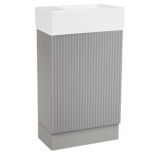 18.6" Bathroom Vanity with Sink, Bathroom Vanity Cabinet with Two-tier Shelf, Left or Right Orientation, Grey (Old Sku:WF308491AAE)