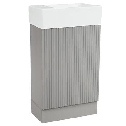 18.6" Bathroom Vanity with Sink, Bathroom Vanity Cabinet with Two-tier Shelf, Left or Right Orientation, Grey (Old Sku:WF308491AAE)