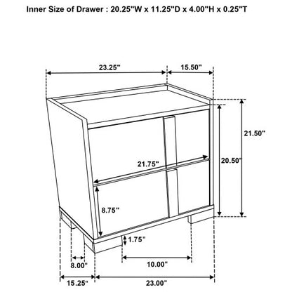 Natural Wood 2-Drawer Nightstand