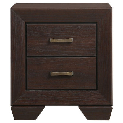 Dark Cocoa 2-Drawer Wooden Nightstand