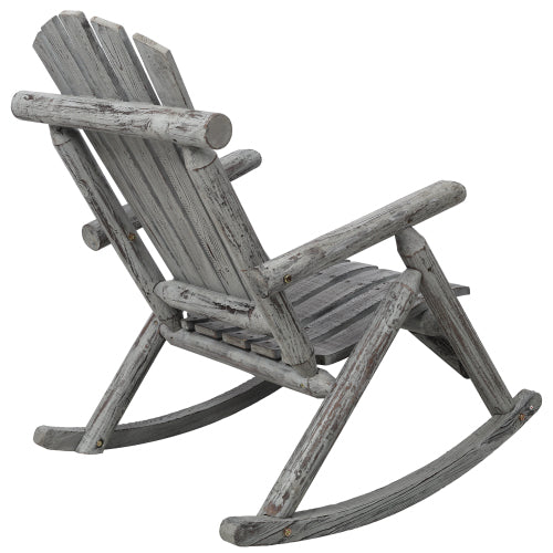 Wooden Porch Rocker Chair,Durable Wooden Porch Rocker Chair,Fir log Rocking Chair,Patio Rockers for Outside,Garde.Light Gray Color