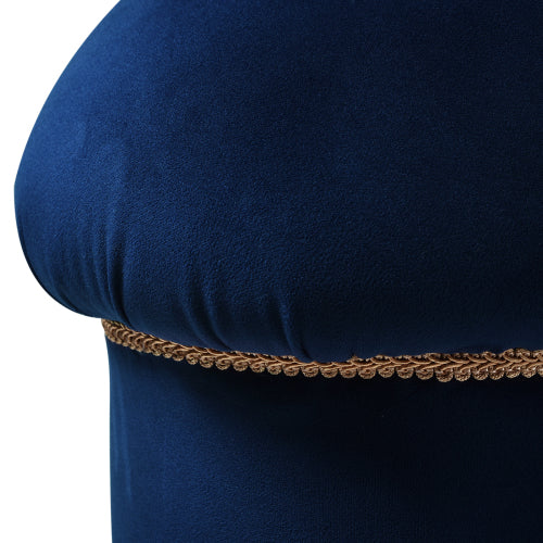 Clover Ottoman Velvet Upholstered Accent Bench with Gold Bullion Fringe