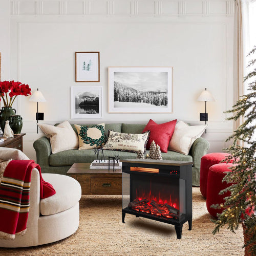 24 inch three sided glass electric fireplace with feet