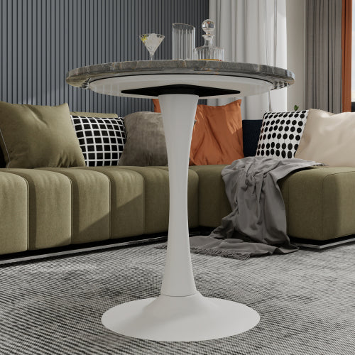 27.6inch  Round Dark Gray Marble Vein Coffee Table