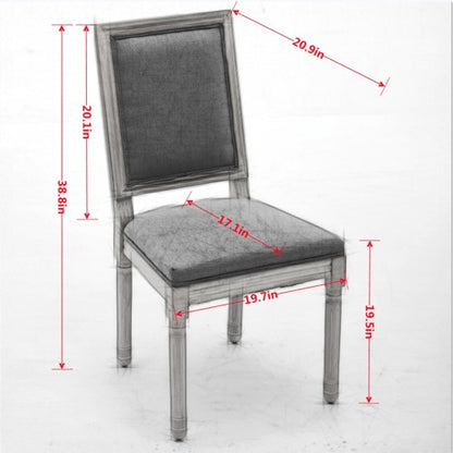 Set of 2 Beige French Louis Solid Wood Dining Chairs, Carved Frame Rattan Back 300 LBS Capacity