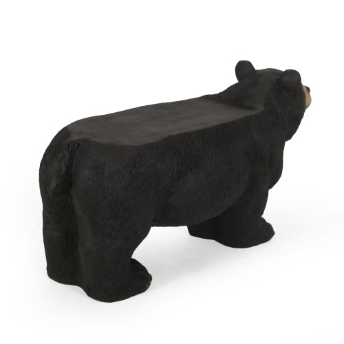 BEAR BENCH, Concrete Outdoor Bench, Outdoor Bench, Matte Black + Black