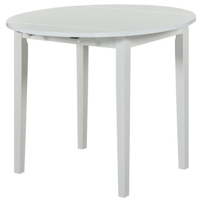 3-Piece White Round Drop Leaf Dining Set, Plywood Table & 2 Taupe Ladder Back Chairs