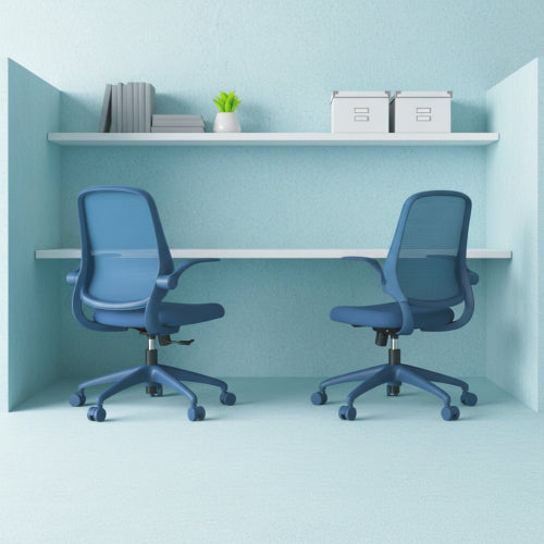 Ergonomic Color Office Chair 300lb (About 149.7kg), Home Office, Mesh Back, Integrated Molded Foam, Comfortable Sitting, Flipping Armrest, Fireproof, Rotating, Lifting Multifunctional Chair (Blue)