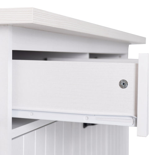 Kitchen Island Cart with Trash Storage Drop Leaf and Adjustable Shelves White