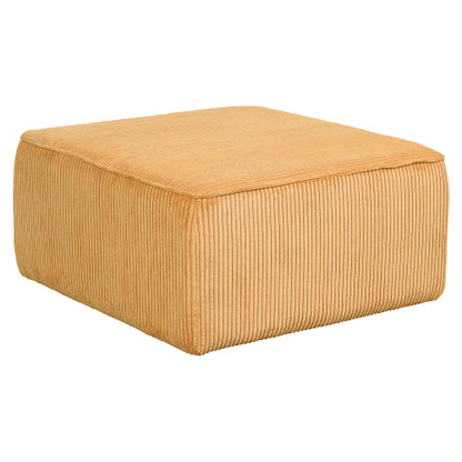 Yellow Corduroy Square Modular Ottoman, Plywood Frame Pocket Coil Footrest for Living Room Sofa Sets