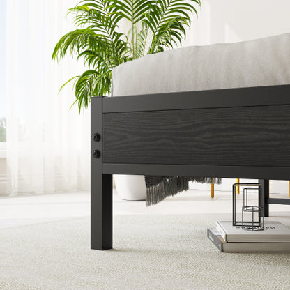 Full Size Bed Frame, Storage Headboard with Charging Station, Solid and Stable, No Box Spring Needed, Easy Assembly