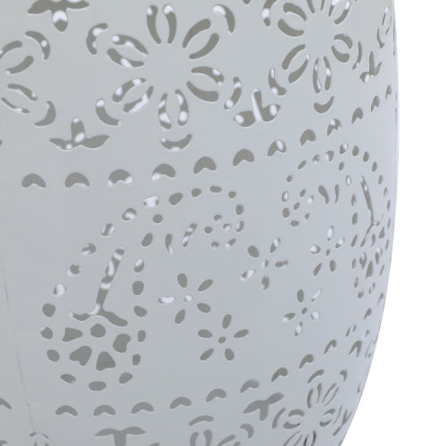 Solar Side Table with Built-in Solar Battery,Stunning Flower Pattern at Night,Eco-Friendly and Energy Efficient Outdoor Furniture Ideal,for Patios Gardens and Backyards(White)