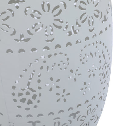 Solar Side Table with Built-in Solar Battery,Stunning Flower Pattern at Night,Eco-Friendly and Energy Efficient Outdoor Furniture Ideal,for Patios Gardens and Backyards(White)