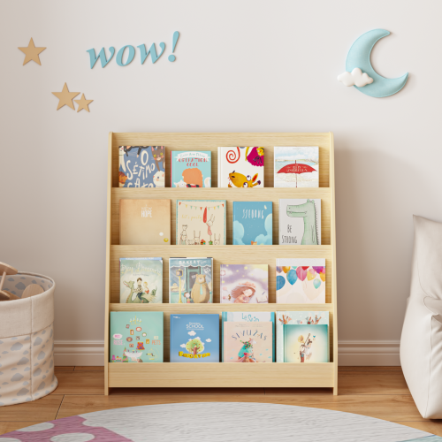 4-Tier Kids Bookshelf Display Shelf for Bedroom and Playroom