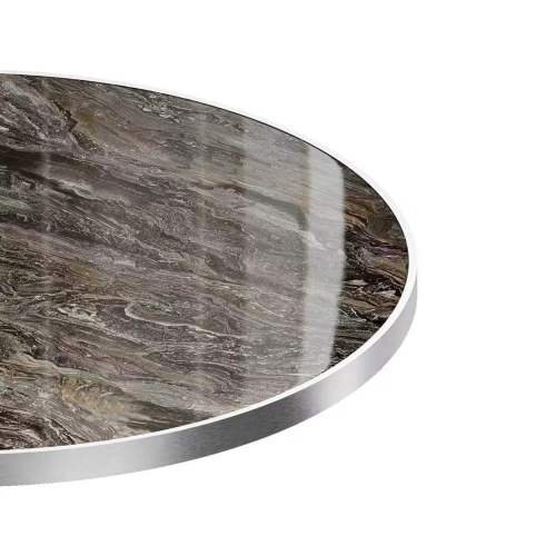 Marble-Look Sintered Stone Square Table - Heavy-Duty Cast Iron Base for Bistro, Cafe, Bar & Home Use