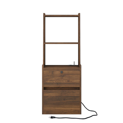 Nightstands Set of 2, with Charging Station, Smart Nightstand with Night Light, Modern Night Stand with Bookshelf, Bedside Tables with Storage Cabinet for Bedroom, Wood