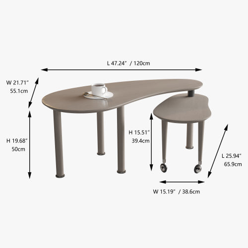 360° Rotatable Coffee Table, Oak Veneer, Grey Brown/Walnut/Black