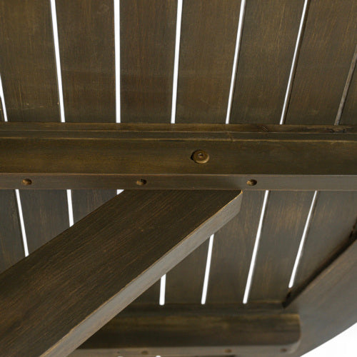 Stanford Outdoor Round Acacia Wood Dining Table with X Base, Gray Finish