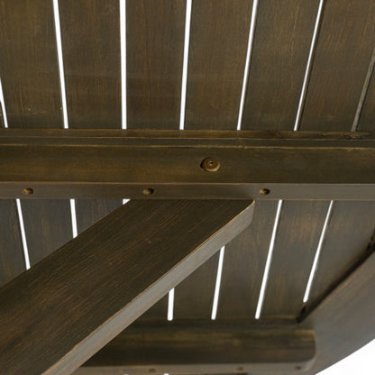 Stanford Outdoor Round Acacia Wood Dining Table with X Base, Gray Finish